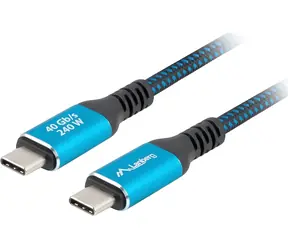 Lanberg USB-C USB4 2 m černá/modrá / Kabel USB-C na USB-C / 40 Gb/s / 240 W / 8K 60Hz