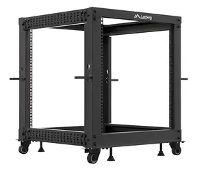 Lanberg Open Rack 12U černá / Stojanový rack / 19" / 600×600 mm / nastavitelná hloubka 576–1034 mm / nosnost 600 kg