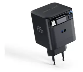RealPower GaN 65W černá / Nabíječka / 2x USB-C / 65W / PD