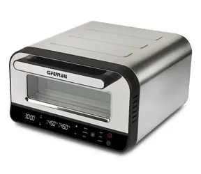 G3Ferrari G10204 stříbrná / Mini trouba na pizzu / 1850 W / 80–450°C / 6 programů / kámen 32×32 cm