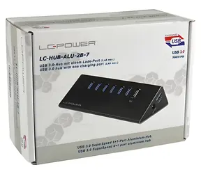 LC-Power LC-HUB-ALU-7B / USB hub / 6x USB 3.0 / nabíjecí port 2,4 A / hliníkový