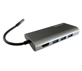 LC-Power LC-HUB-C-Multi-5 / USB-C hub / 3x USB-A 5 Gbps / USB-C PD 100 W / HDMI 4K / Gigabit LAN / čtečka SD