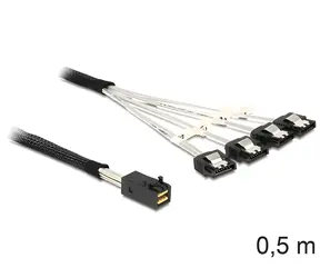 DeLock Mini SAS HD SFF-8643 / Kabel / 4x SATA 7-pin / St/St / 0,5 m