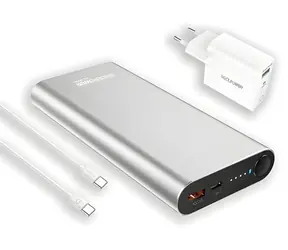 RealPower PB-20000PD Pro stříbrná / Powerbanka 20000 mAh / USB-A + USB-C / 100W PD / Set