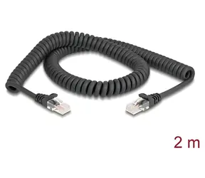 Delock černá / Spirálový kabel RJ45 / Cat.5e / 2 m