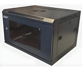 Lexi-Net 19" nástěnný rozvaděč 9U 600x450 černý / nosnost 60 kg / skleněné dveře / rozložený