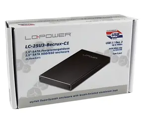 LC Power LC-25U3-Becrux-C1 černá / Box pro 2,5" HDD / SATA III / USB 3.1 Gen 2 Type-C