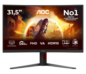 31,5" AOC C32G4Z černá / Herní monitor / zakřivený 1500R / VA / FHD 1920×1080 / 260 Hz / 0,3 ms / HDR10 / HDMI + DP