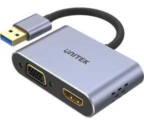 Unitek USB 3.0 na HDMI + VGA / Grafický adaptér / FullHD / 2 monitory