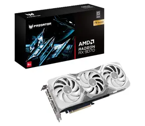 Acer Predator BiFrost Radeon RX 9070 OC bílá / Grafická karta / 2700 MHz / 16GB GDDR6 / 256-bit / 1x HDMI + 3x DP