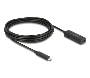 DeLock USB-C (M) - USB-C (F) černá / Aktivní prodlužovací kabel / 10 Gbps / USB 3.2 Gen 2 / 5 m