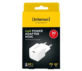 Intenso 30W GaN bílá / Nabíječka / USB-C / PD 3.0, QC 4.0 / 1x výstup