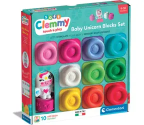 Clementoni Soft Clemmy / Sada měkkých kostek / 10 kusů / figurka jednorožce