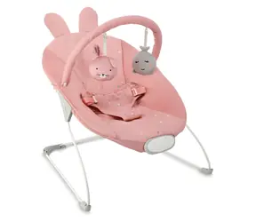 MoMi GLOSSY růžová / Vibrační lehátko s melodiemi / 8 melodií / 3 úrovně vibrací