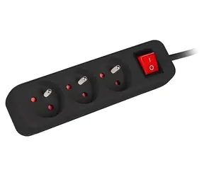 Lanberg Prodlužovací přívod černá / 230V / 3 m / 3 zásuvky / s vypínačem