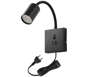 IMMAX PUNTO černá / Flexibilní nástěnné svítidlo / GU10 / 9W / USB / vypínač