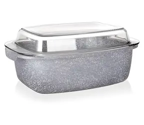 BANQUET Pekáč Granite / 32,5 x 21 x 11 cm / 5,7 l / nepřilnavý povrch / skleněná poklice