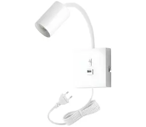 IMMAX PUNTO bílá / Flexibilní nástěnné svítidlo / GU10 / 9W / USB / vypínač
