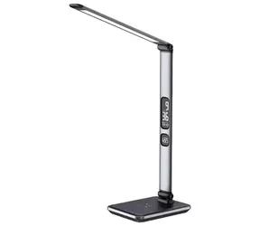 Immax LED stolní lampička Heron NEW stříbrná / Qi nabíjení / 8,5W / DC 12V/2A / stmívatelná / sklápěcí rameno