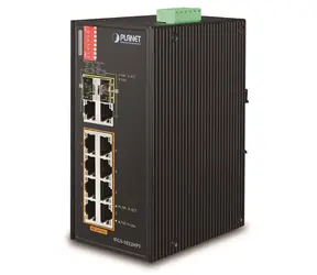 PLANET IFGS-1022HPT / Switch průmyslový / 8x 100Mb PoE+ / 2x 1Gb SFP / 802.3at 240W / -40 až 75 °C / IP30