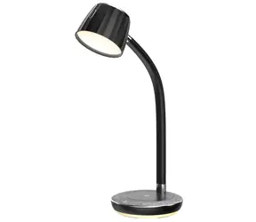 IMMAX LED stolní lampička PERLA černo-šedá / Qi nabíjení / 18W / 270lm / DC 12V / 1,5A