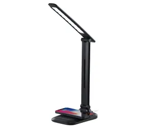 IMMAX LUMI LED stolní lampička černá / Qi nabíjení / 7W / 300lm / 12V / 2A / stmívatelná
