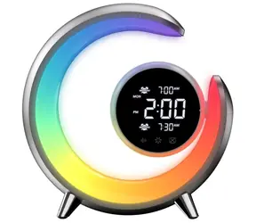 IMMAX PEACOCK stříbrná / Noční lampička / LED RGB / s hodinami / 400lm / USB 5V/2,1A