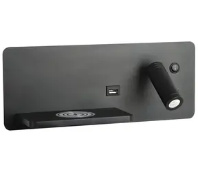 Immax LED Be PREPARE 4v1 černá levá / Nabíjecí stanice / LED svítidlo / Qi bezdrátové nabíjení / USB
