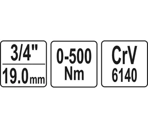 YATO / Momentový klíč 3/4" / 0-500 Nm / výchylný / délka 540 mm