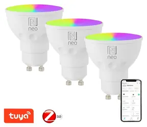 IMMAX NEO SMART 3x LED žárovka GU10 4,8W RGB+CCT / Sada žárovek / barevná a bílá / stmívatelná / Zigbee / TUYA