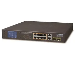 Planet FGSD-1022VHP / PoE switch / 8x 100Mbit / 2x 1Gbit TP/SFP / LCD / 802.3at / 120W