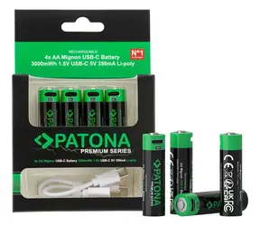 Patona AA/LR6 / Nabíjecí baterie / Li-Pol / 2000mAh / 1,5V / USB-C nabíjení / 4 ks
