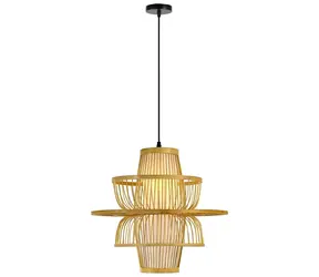 IMMAX Závěsné svítidlo BOHO PINCHOS / E27 / O 45 cm / bambusové dřevo