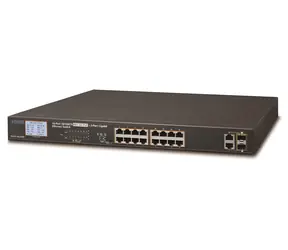 Planet FGSW-1822VHP PoE switch / 16x 10/100 Mbps / 2x Gigabit TP/SFP / IEEE 802.3at / 300 W / VLAN / LCD