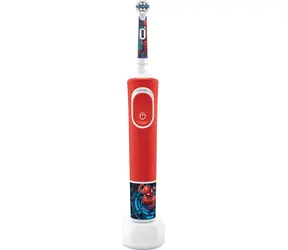 Oral-B Vitality Kids D100 Spiderman červená / Elektrický dětský zubní kartáček / nabíjecí stojánek / od 3 let