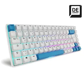 Sharkoon Skiller SGK50 S3 PBT bílá/světle modrá / Herní klávesnice / mechanická / Gateron G Pro 3.0 Yellow / USB / 1,5 m