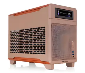 Thermaltake TR100 světle hnědá / Skříň / mini ITX / 2x USB-A / 1x USB-C / bez zdroje