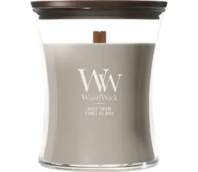 WoodWick Wood Smoke střední / Vonná svíčka / Dřevité / 275 g / doba hoření 55-65 hod