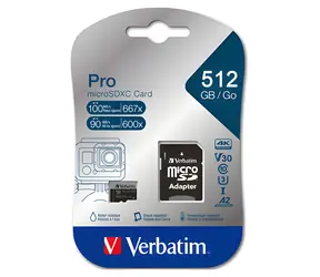 Verbatim MicroSDXC Pro 512 GB + Adaptér