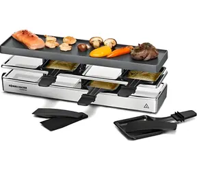 Rommelsbacher RC 800 stříbrná / Elektrický raclette gril / 795 W / 4 pánve / nepřilnavý povrch