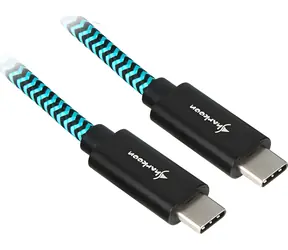 Sharkoon USB-C 3.2 Gen 2 1 m černá/světle modrá / USB-C kabel / 10 Gb/s / Opletený hliníkový / Nabíjení 3 A