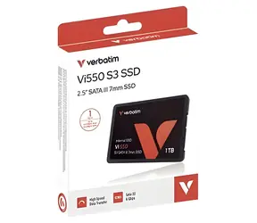 Verbatim Vi550 S3 1 TB / Interní SSD disk / 2,5" / SATA III / čtení 520 MB/s / zápis 500 MB/s / 3D NAND / MTBF 2 mil. h