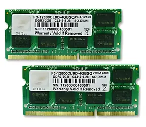 G.Skill SQ 4GB KIT 2×2GB / Operační paměť / DDR3 SO-DIMM / 1600 MHz / CL9-9-9-28 / 1.5V