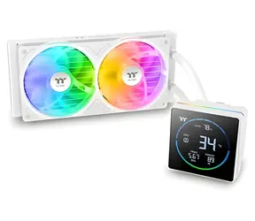 Thermaltake TH240-S V3 ARGB Sync Snow Edition bílá / AIO vodní chladič CPU / 2x 120 mm / 3.95" LCD / 2500 RPM / 37.8 dB