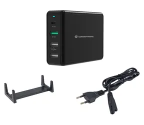 Conceptronic OZUL01B černá / USB nabíjecí adaptér / 3x USB-A / 1x USB-C / 65 W / USB-PD