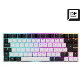 Sharkoon SKILLER SGK50 S3 bílá / Herní klávesnice / mechanická / 75% / Gateron Yellow / RGB / USB / DE Layout