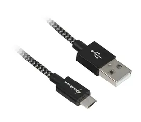 Sharkoon USB 2.0 černá-šedá / Kabel / USB-A - USB-B / opletený hliníkový plášť / 3m