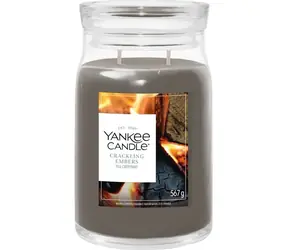 YANKEE CANDLE Vonná svíčka Crackling Embers / Signature velká / 2 knoty / dřevitá vůně / 60-90 h