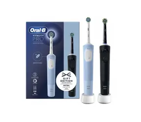 Oral-B Vitality Pro D103 Duo černá/modrá / Elektrický zubní kartáček / Oscilační / 3 režimy čištění / 2 rukojeti