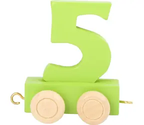 SMALL FOOT Vagónek dřevěné vláčkodráhy barevné číslice 5 / od 3 let